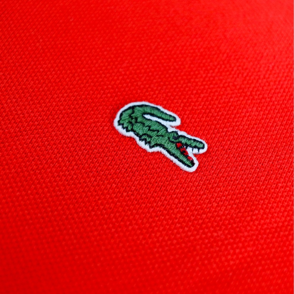 Lacoste Polo Shirt Mens 6 XL Red Regular Fit Nautical Stripe Collar Pique Cotton - Picture 6 of 11